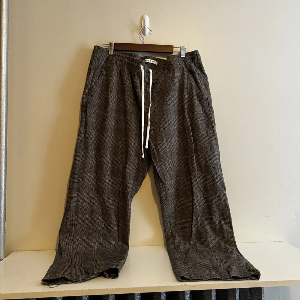 Pacsun Straight Fit Trousers Sz XL 100% Cotton Natural Fibers Houndstooth Fall